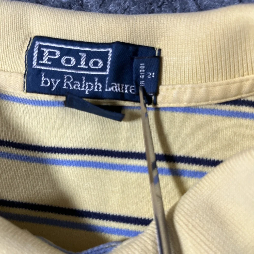 Polo Ralph Lauren Polo Shirt Men's Size L Yellow Striped Cotton Classic‎ Preppy